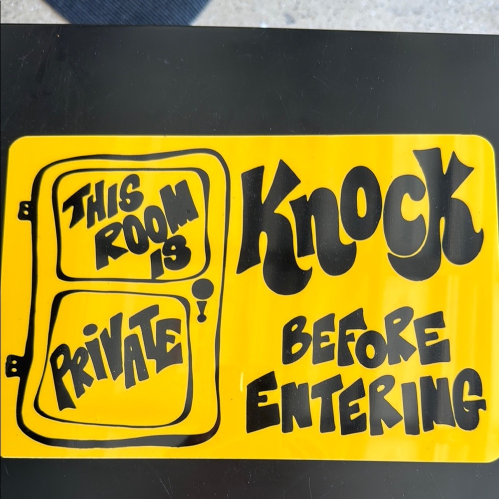Yellow Knock Before Entering Art Decal